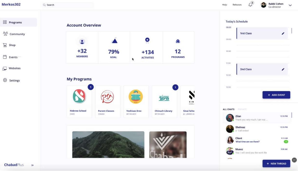 Merkos Platform Builder Dashboard Interface