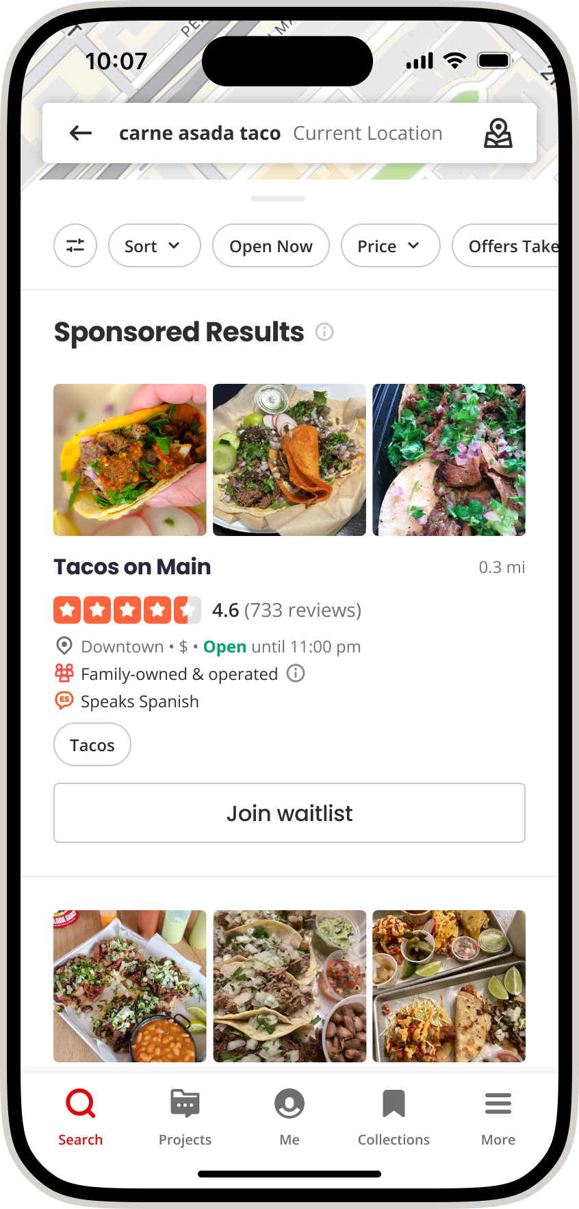 Sponsored search results on iPhone 15