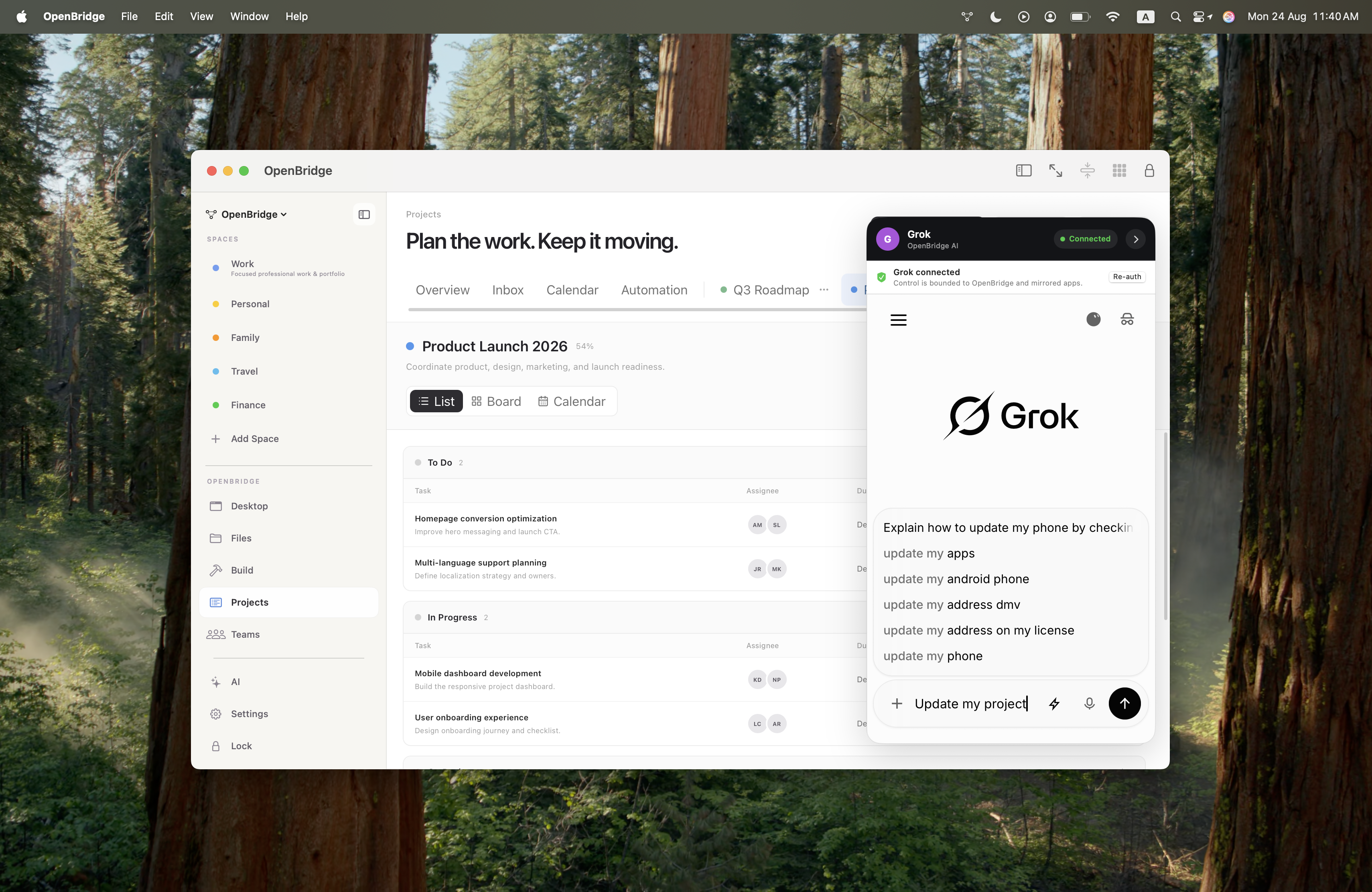 OpenBridge Grok AI Overlay & Project Management Suite