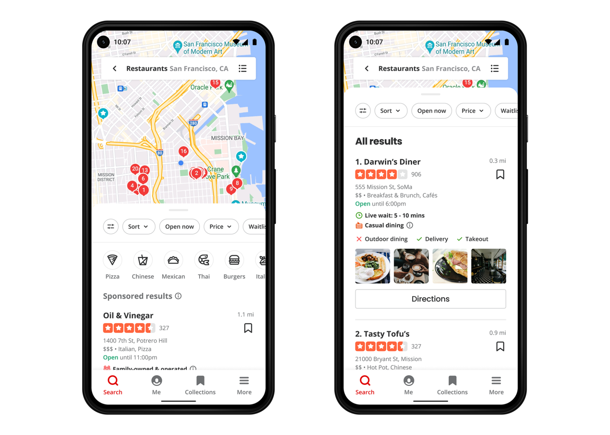 Yelp AI Search Interface mockup
